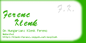 ferenc klenk business card